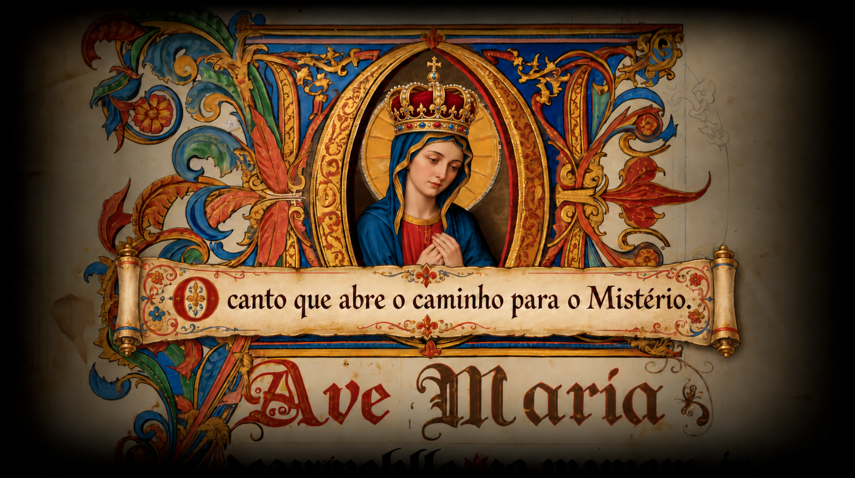 Nossa Senhora em uma iluminura: O canto que abre o caminho para o Mistério. Ave Maria.