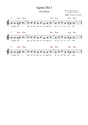 Primeira página da partitura de Agnus Dei I — Graduale Simplex (Ad libitum)