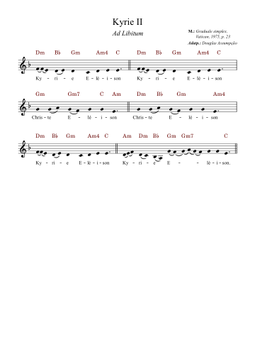 Primeira página da partitura de Kyrie I (Graduale Simplex)