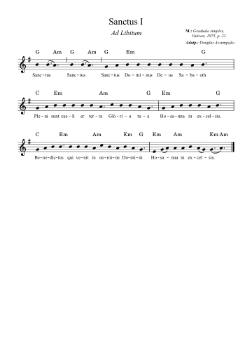 Primeira página da partitura de Sanctus I (Graduale Simplex)