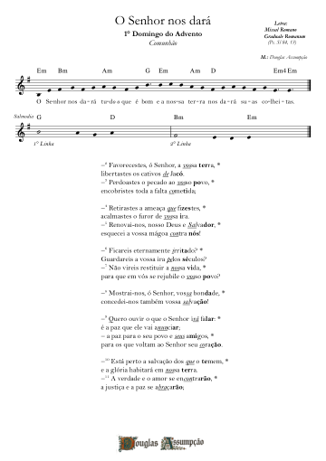 Primeira página da partitura de O Senhor nos dará seus benefícios