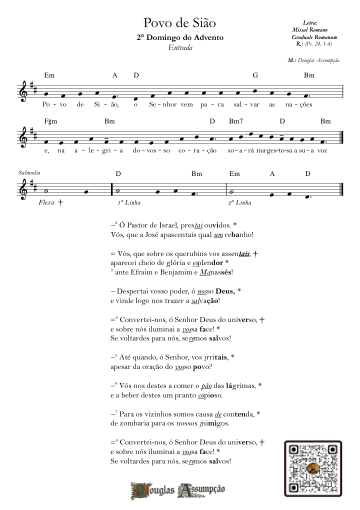 Primeira página da partitura de A Vós Senhor elevo a minha alma