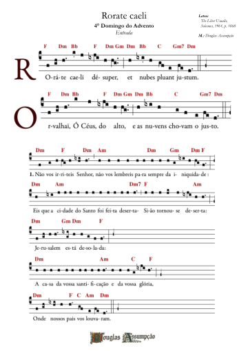 Primeira página da partitura de Rorate Caeli — Orvalhai, Ó Céus