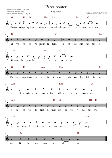 Primeira página da partitura de Pater Noster (Canto Gregoriano)