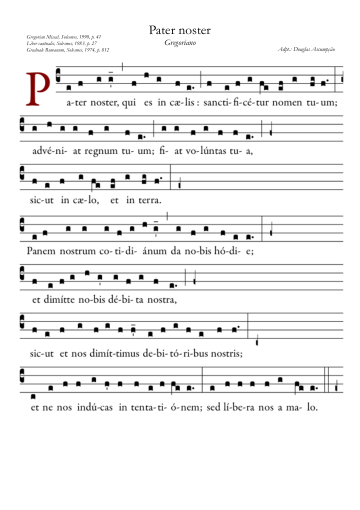 Primeira página da partitura de Pater Noster (Canto Gregoriano)